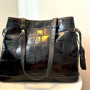 Dooney & Bourke Black Croc Embossed Tote
